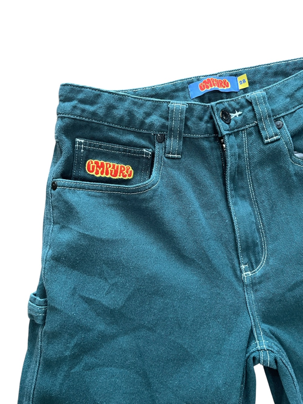 Empyre Jeans Green Relaxed Fit Denim Straight Leg Baggy Skater 90s 28W - Picture 4 of 9